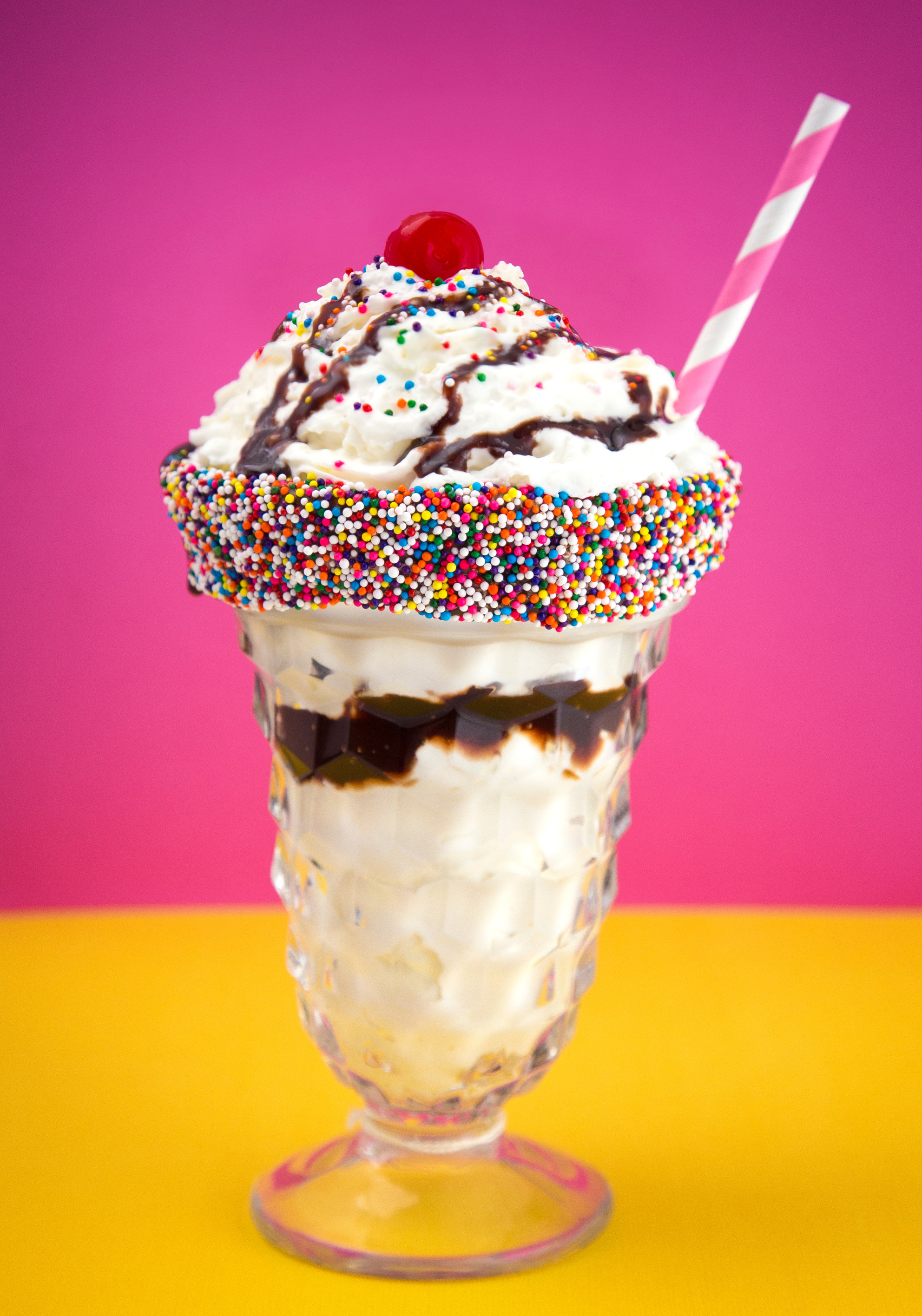 Milk Shake with Sprinkles Around the Rim